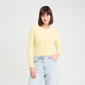 gilet manches longues cropped jaune clair femme Gilet manches longues cropped jaune clair femme