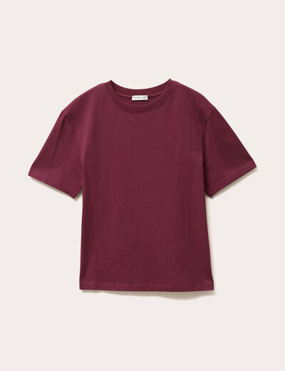 T-shirt oversize col rond bordeaux femme