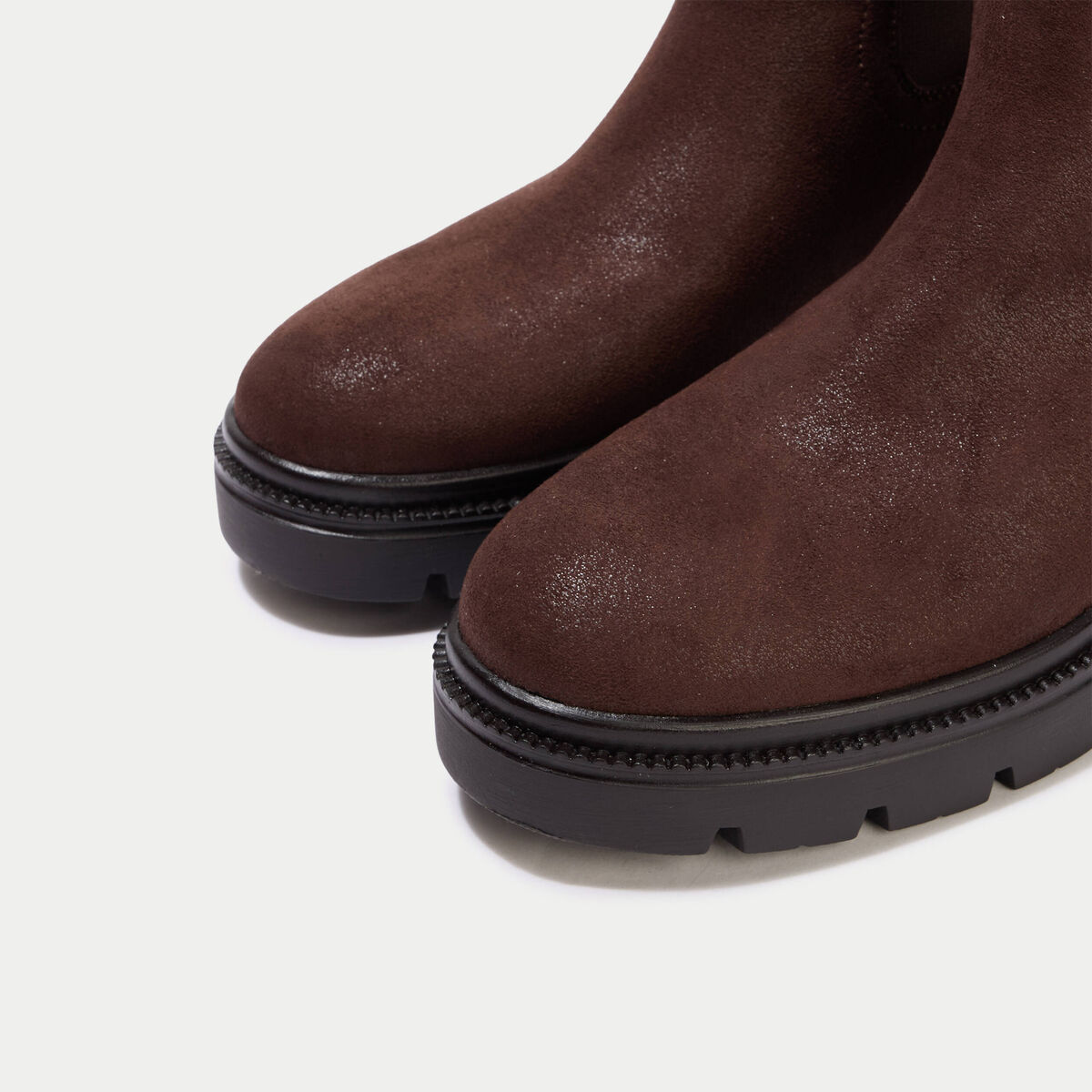 Bottines aspect daim marron femme