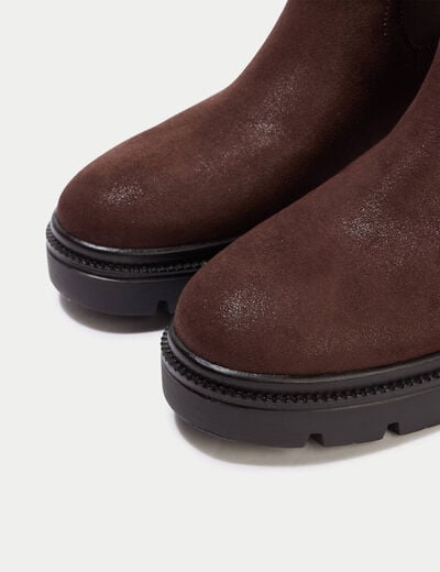 Bottines aspect daim marron femme
