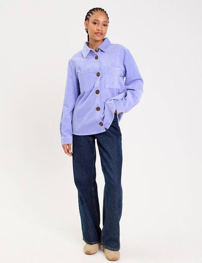 Surchemise oversize col chemise en coton mauve femme