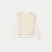 Pull 2-en-1 manches longues col rond ecru femme