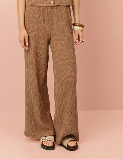 Pantalon large marron femme
