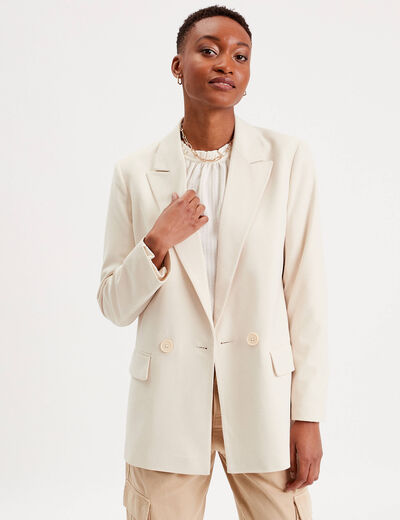 Veste blazer ajustée ecru femme