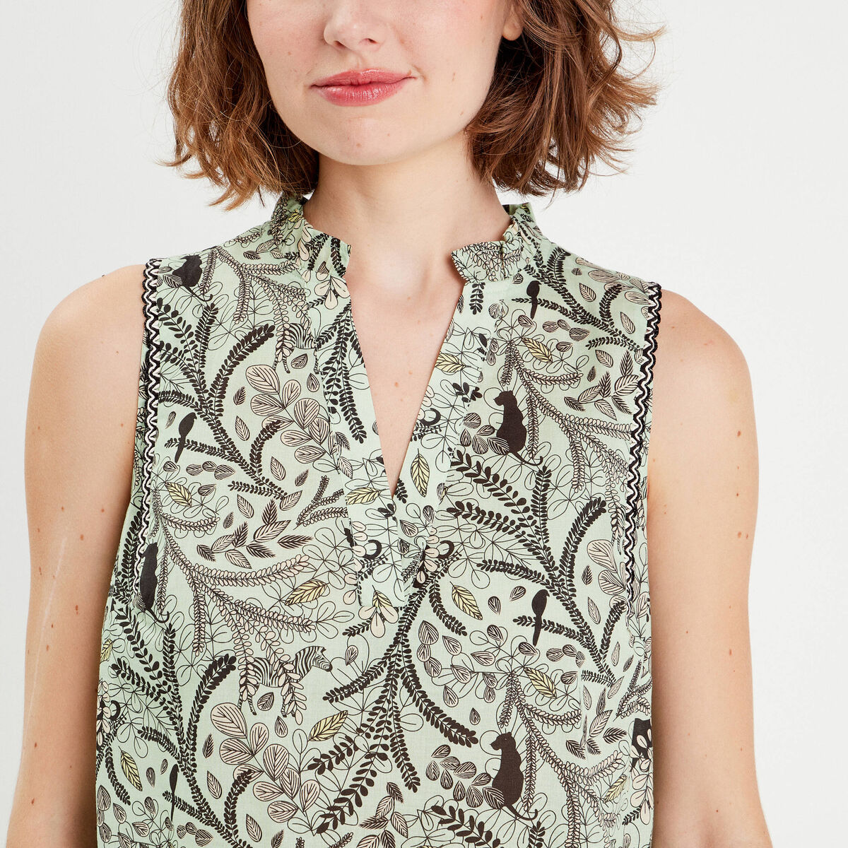 Blouse sans manches bleu femme