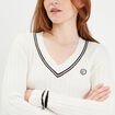 Pull manches longues torsades ecru femme