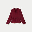 Blouse ample col montant manches longues rouge fonc&eacute; femme