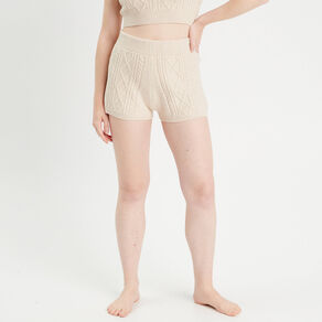 short ajuste en tricot beige femme Short ajusté en tricot beige femme