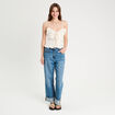 Débardeur cropped volants ecru femme
