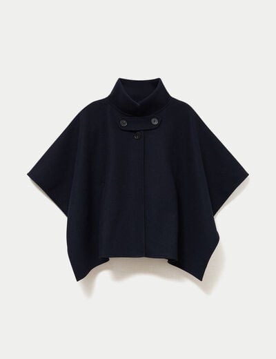Poncho col am&eacute;ricain bleu marine femme