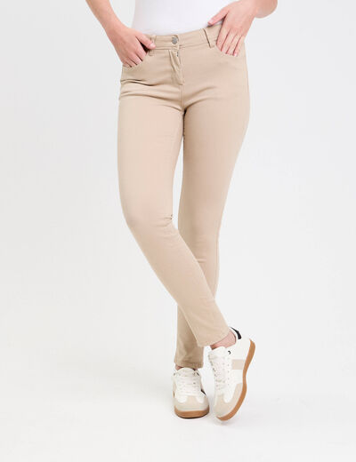 Jeans slim 5 poches taupe femme