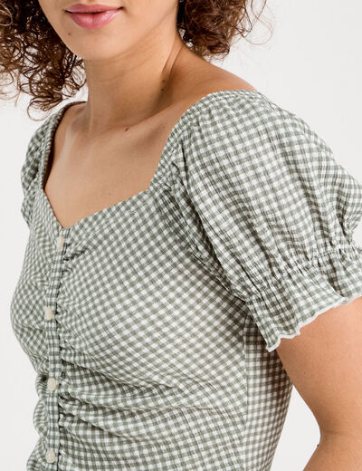 Blouse manches courtes vert kaki femme