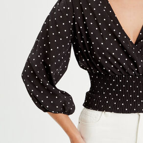 Blouse manches 3/4 noir femme