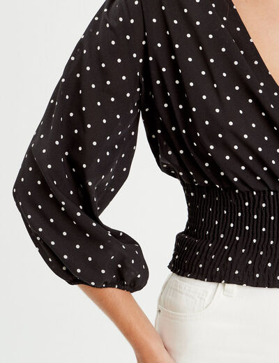 Blouse manches 3/4 noir femme