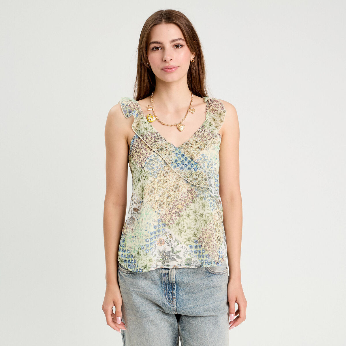 Blouse bretelles fines blanc femme
