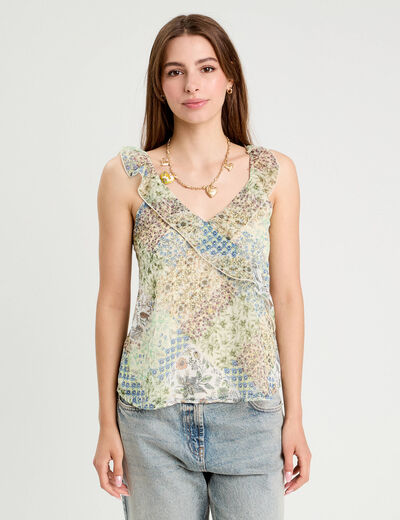 Blouse bretelles fines blanc femme
