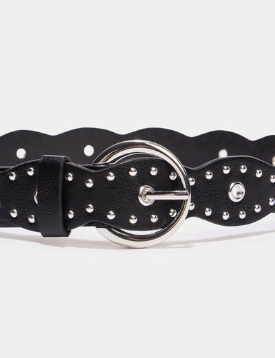 Ceinture large &agrave; d&eacute;tails clout&eacute;s noir femme
