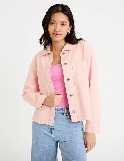 Surchemise oversize col classique rose clair femme