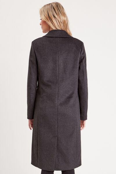 Manteau cintré boutonné gris foncé femme