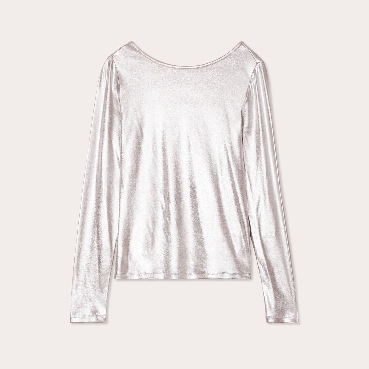 T-shirt aspect métallisé gris argent femme