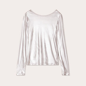 t shirt aspect metallise gris argent femme T-shirt aspect métallisé gris argent femme