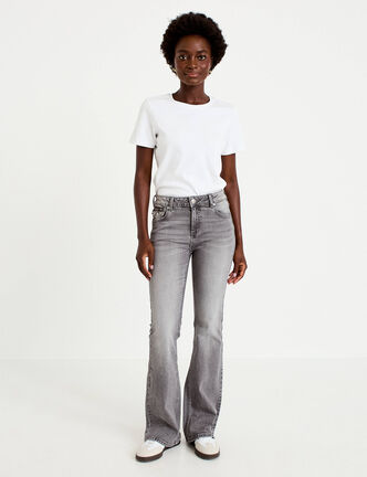 Jean bootcut taille basse denim gris femme