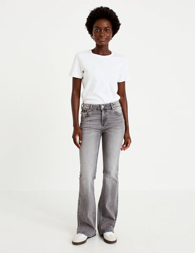 Jean bootcut taille basse denim gris femme