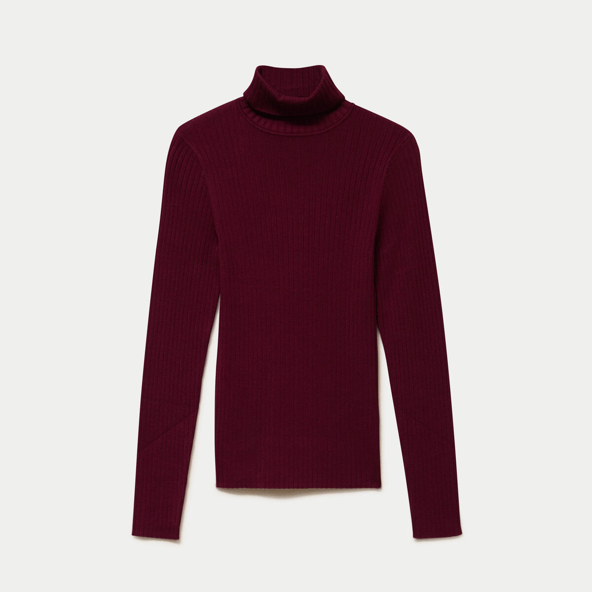 Pull c&ocirc;tel&eacute; col roul&eacute; bordeaux femme