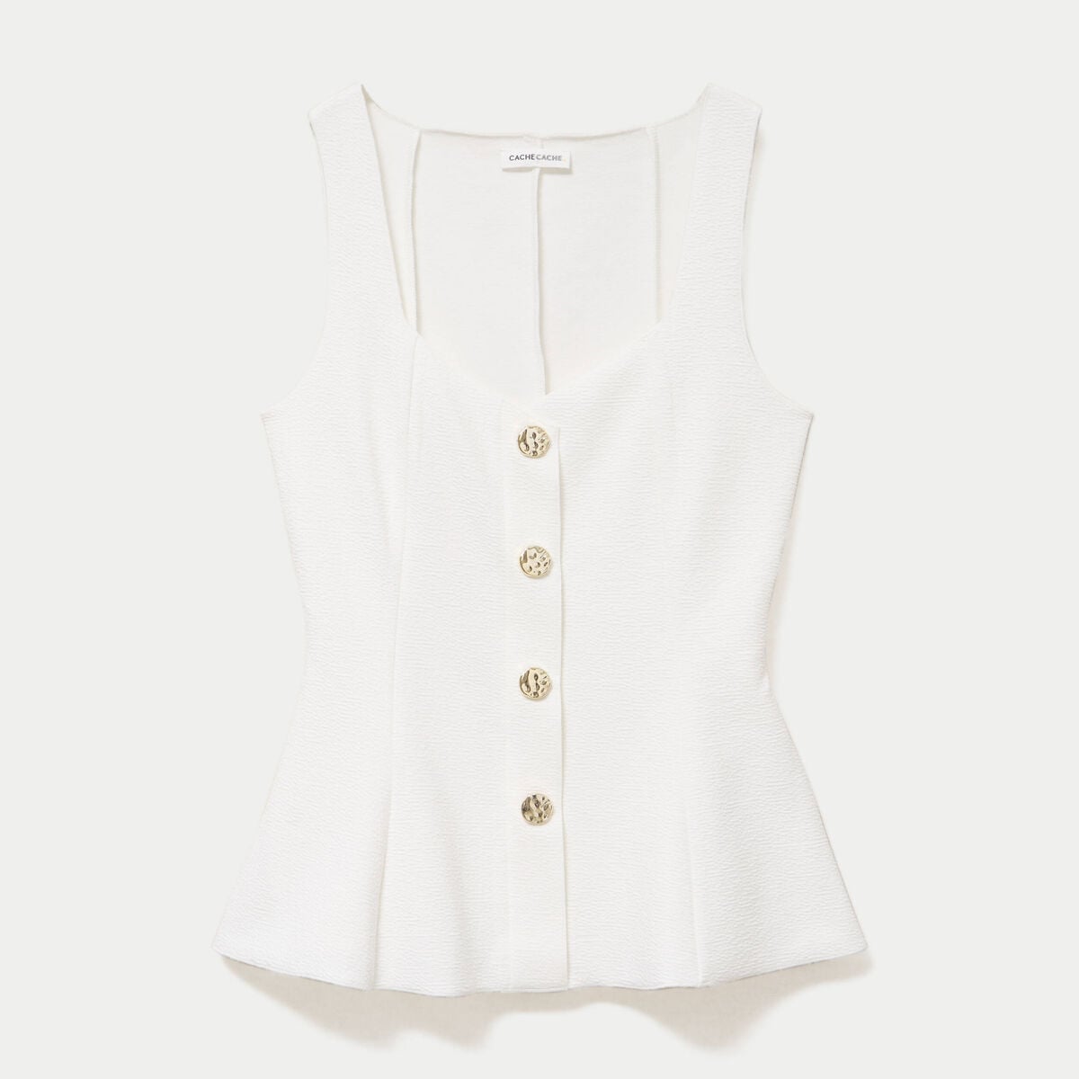 D&eacute;bardeur p&eacute;plum cintr&eacute; col coeur ecru femme