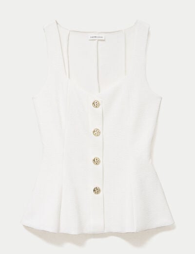 D&eacute;bardeur p&eacute;plum cintr&eacute; col coeur ecru femme