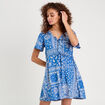 Robe évasée détails noeuds bleu femme