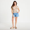 Blouse col v manches courtes blanc femme