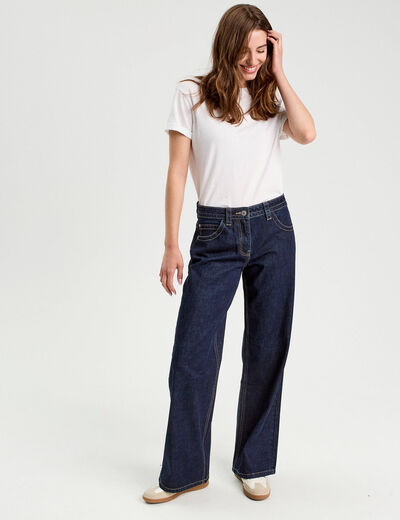 Jeans droit taille basse denim brut femme