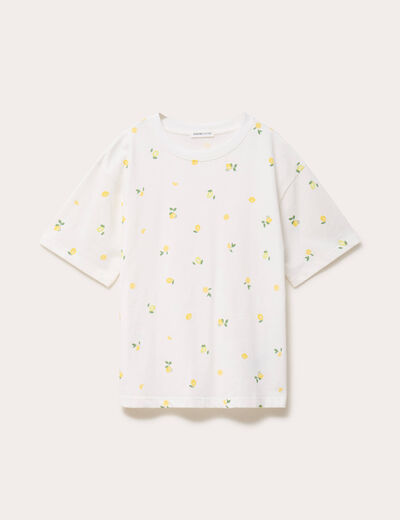 T-shirt &agrave; motif manches courtes blanc femme