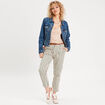 Veste droite en jean denim stone femme