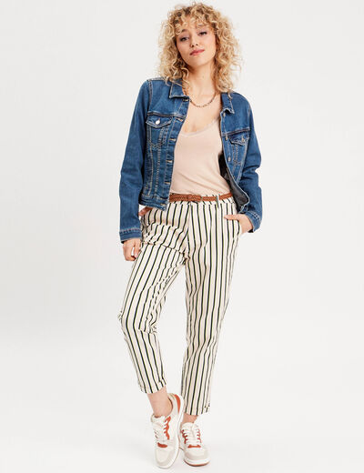 Veste droite en jean denim stone femme