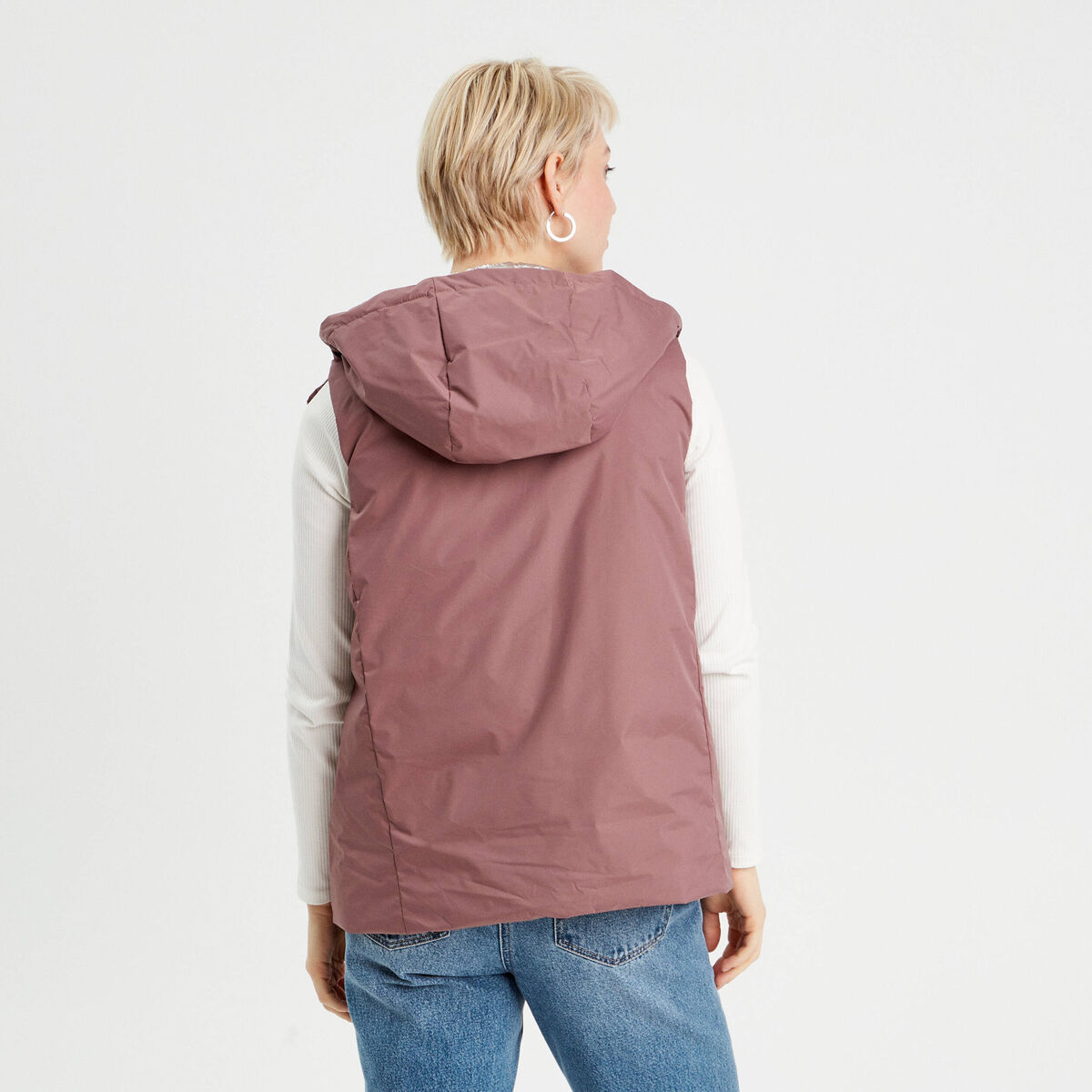 Doudoune r&eacute;versible vieux rose femme