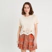 T-shirt broderie anglaise ecru femme