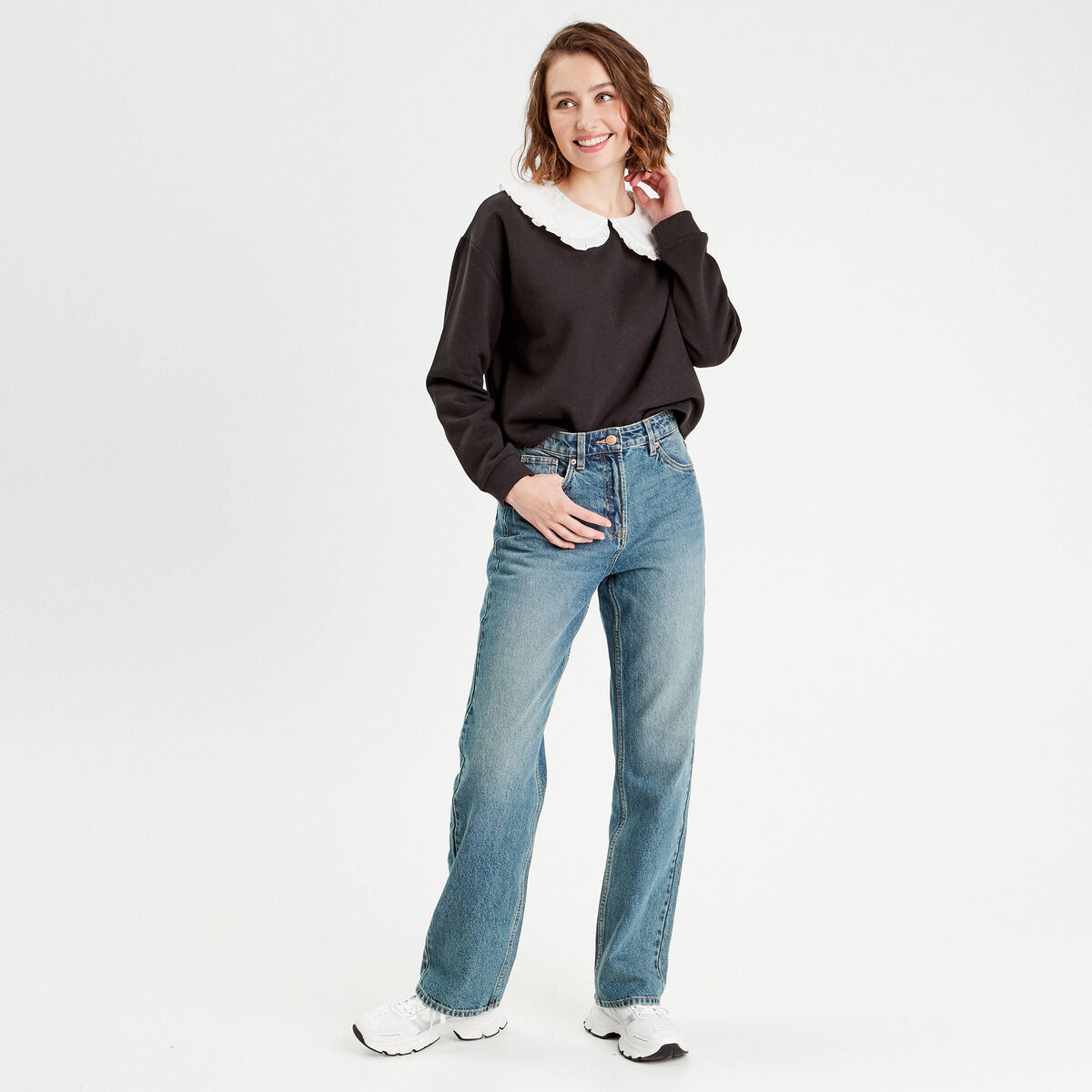 Sweat col claudine noir femme