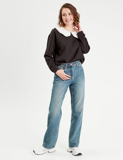 Sweat col claudine noir femme