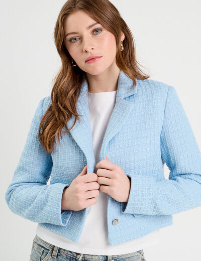 Veste blazer cintrée bleu turquoise femme