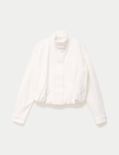 Veste cropped bas resserr&eacute; ecru femme