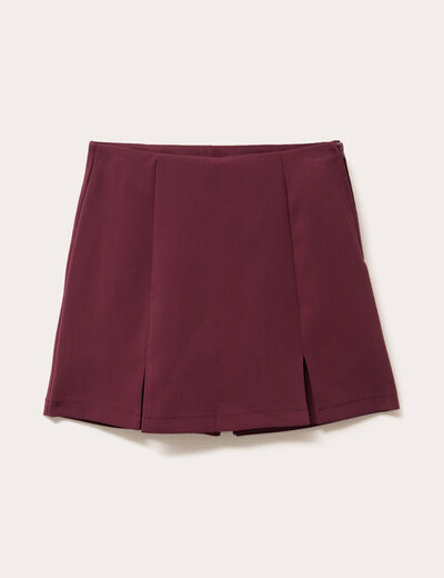 Jupe-short droite fentes violet fonc&eacute; femme