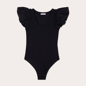 Body manches volants noir femme