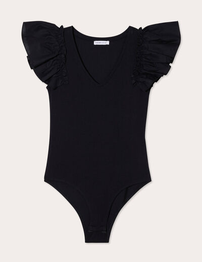Body manches volants noir femme