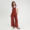 Salopette jambe large marron cognac femme