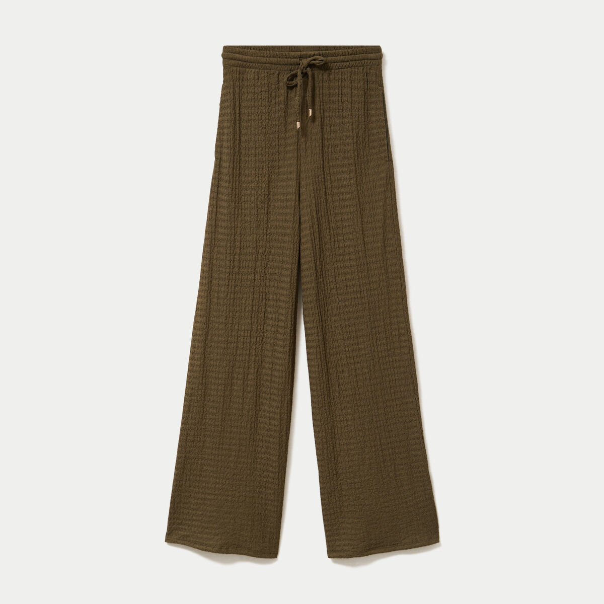 Pantalon large taille standard vert kaki femme