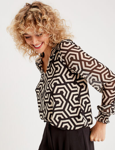 Blouse Paula - manches longues blanc femme