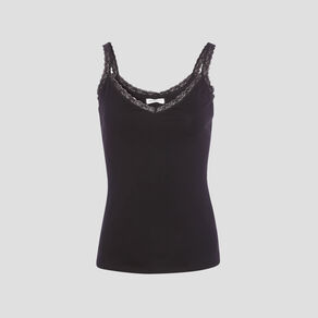 Débardeur liserés dentelle noir femme