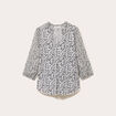 Blouse col v manches 3/4 blanc femme